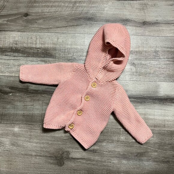 Organic Little Planet by Carter’s Knit Front Button Sweater Pink Baby Size 3M - Picture 1 of 5
